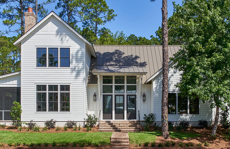 White two story home