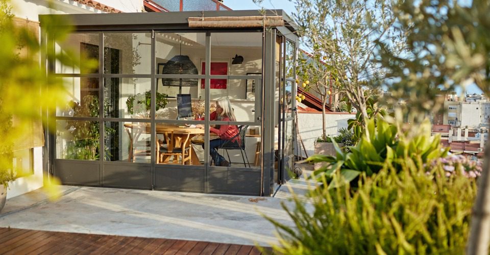 Exterior of a sunroom